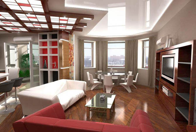 дизайн потолков гостинной комнаты